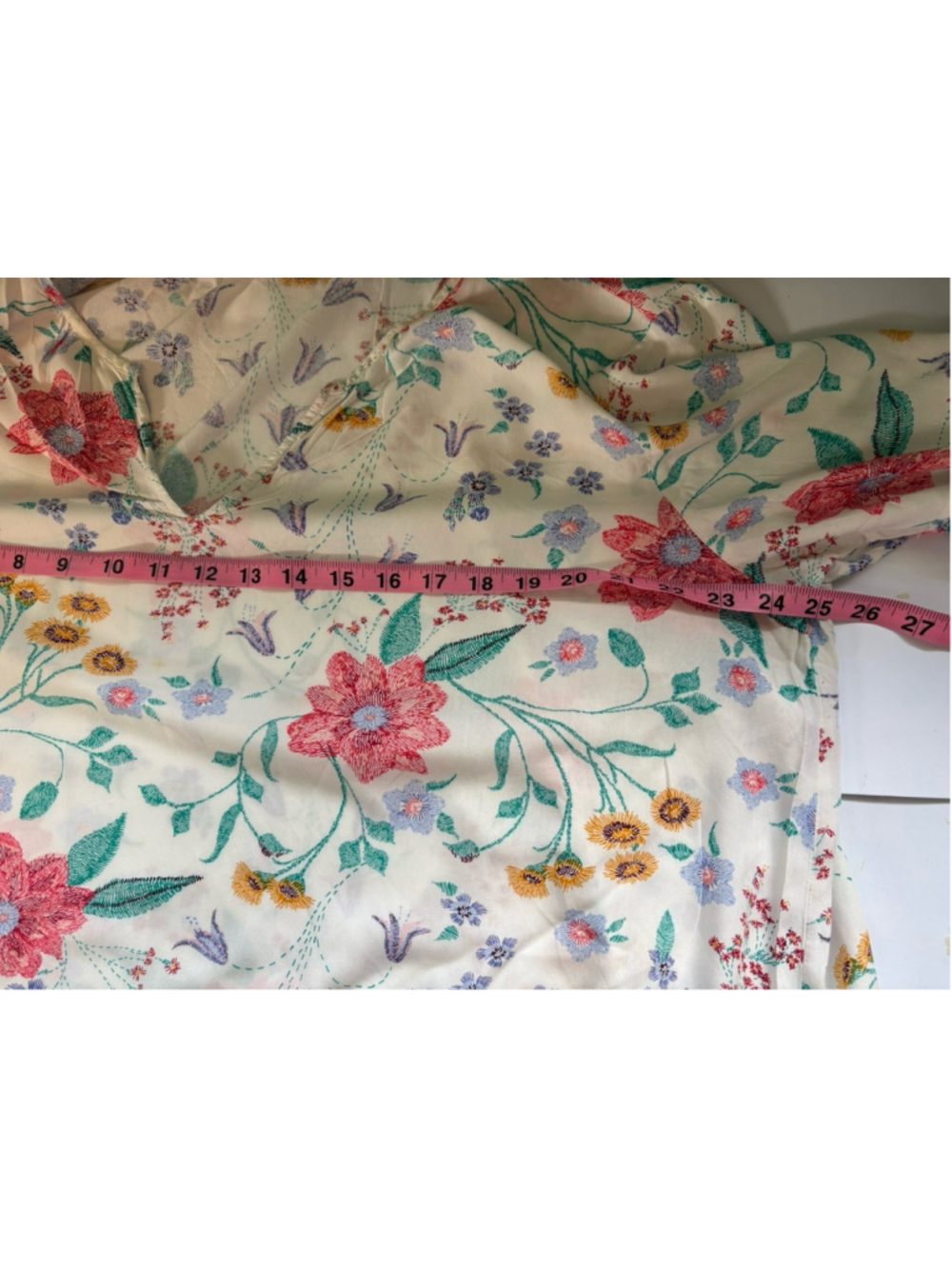 Old Navy Cottagecore Boho Floral Peasant Blouse XXL White Rayon V Neck Tunic Top - Picture 8 of 9